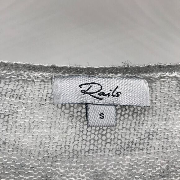 Rails Sweater Womens Small Gray Space Dye Open Knit Scoop Neck Semi Sheer - Picture 2 of 8